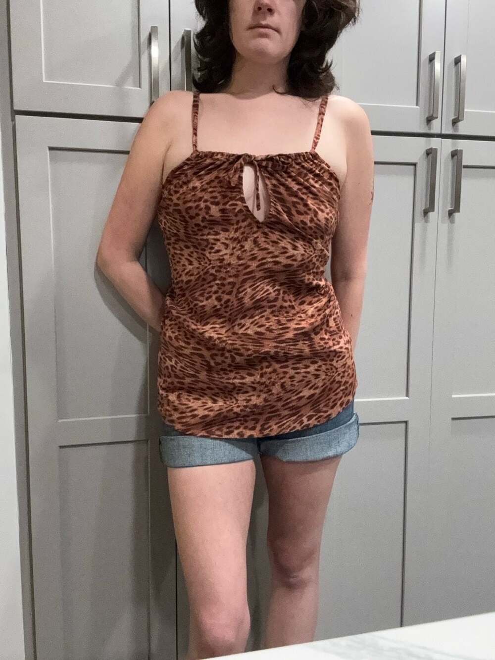 FESTI Leopard Print Keyhole Tank Top Size 2